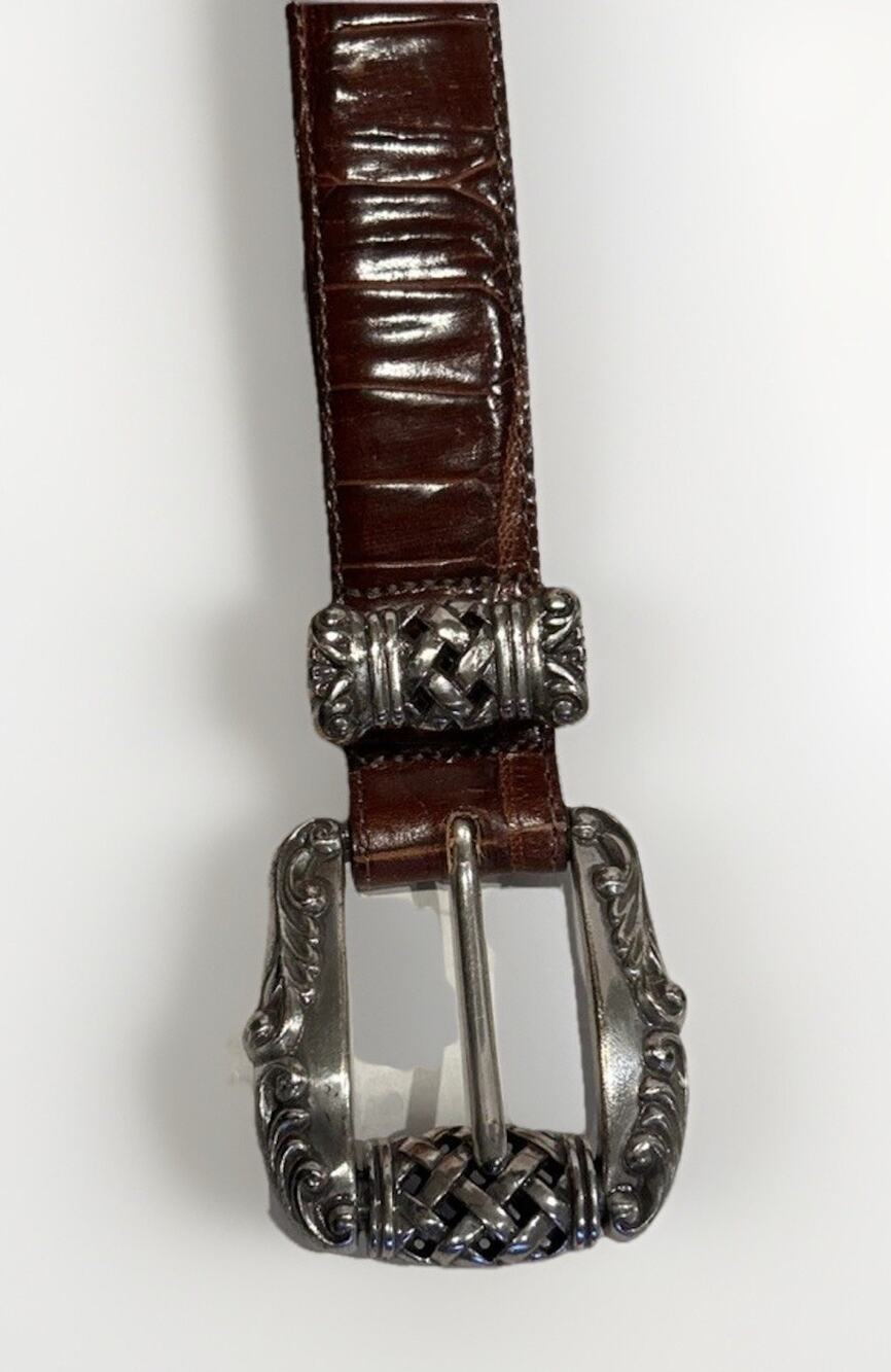 Brighton Leather Belt Crocodile Embossed 44807 S Roller Buckle 1995 Vintage